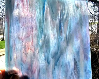 Vintage Spectrum Pink & Teal Corella Classic Pearl Opal Art Discontinued Original Stained Glass Sheet Supply