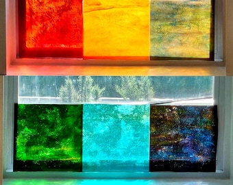 Rainbow ROYGBIV Kokomo Vertigo Stained Glass 6-Piece Color Palette 8x8 Streaky Multicolor Cathedral Lampmaker Supply