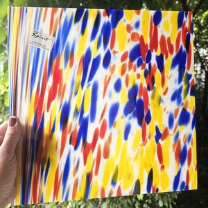 Vintage Spectrum Fusible Red Yellow Blue La Furia Roja Spain FC Spirit New Orleans 6356 COE96  Discontinued Stained Glass 12x12