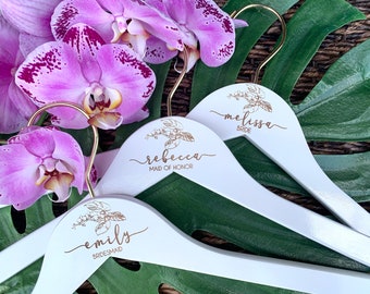Personalized Bridesmaid Hanger: Engraved Tropical Wedding Bridal Party Gift