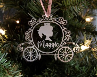 ORIGINAL CREATOR Princess Carriage Cinderella Ornament, Christmas Ornament, Little Girl Princess Ornament, Disney Christmas Ornament