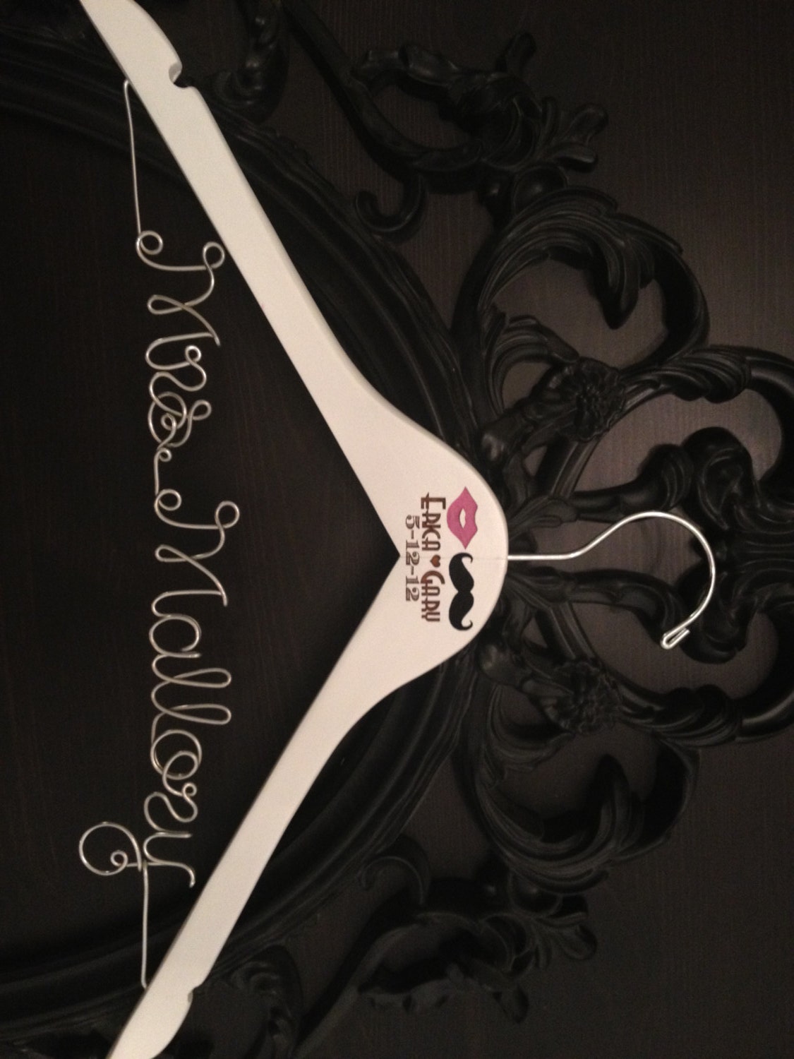 Mustache & Lips Wedding Bridal Hanger Personalized Wedding Etsy