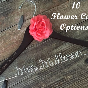 Flower Hanger, Bride Dress Hanger, Name Hanger, Mrs. Hanger, Wedding Hanger, Personalized Bride Gift, Peony Flower Bridal Hanger