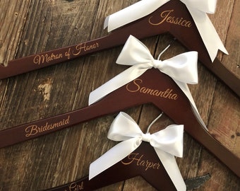 Bridesmaid Hangers, Bridal Party Hangers, Bridesmaid Gift, Engraved Name Hanger, Personalized Hanger, Bridesmaid Dress Hanger, Name Hanger