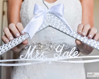 Wedding Hanger, Bride Hanger, Bridal Hanger, Bling Hanger, Rhinestone Wedding Hanger, Custom Name Hanger, Gift for Bride,