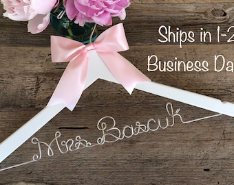 Bridesmaid Dress Hanger, Wedding Hanger, Bridal Hanger, Dress Hanger Wire, Personalized Custom Wedding Hanger, Mrs Hanger, Mrs Name Hanger