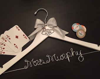 Las Vegas Wedding Hanger / Vegas Bride Hanger / Wedding Hanger / Bride Hanger / Vegas Wedding / Personalized Hanger / Bachelorette Party