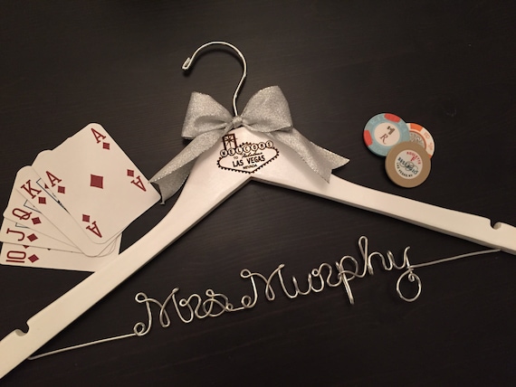 Las Vegas Wedding Hanger / Vegas Bride Hanger / Wedding Hanger / Bride Hanger / Vegas Wedding / Personalized Hanger / Bachelorette Party