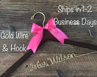 Gold Bride Hanger, Personalized Mrs. Hanger, Custom Wedding Hanger, Bridal Gift, Mother of the Bride Gift