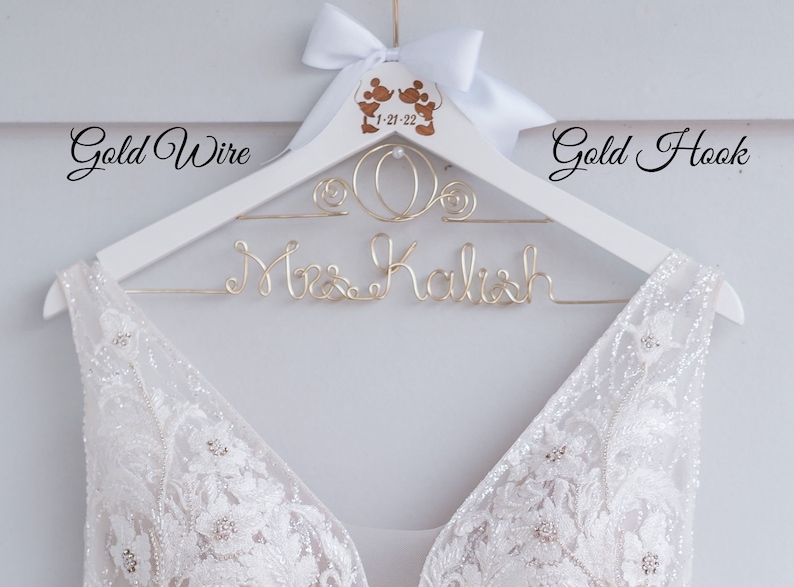Cinderella Wedding Hanger, Disney Bride Hanger, Bridal Hanger, Mickey & Minnie Wedding, Disney Wedding, Personalized Hanger,Gold Wire Hanger