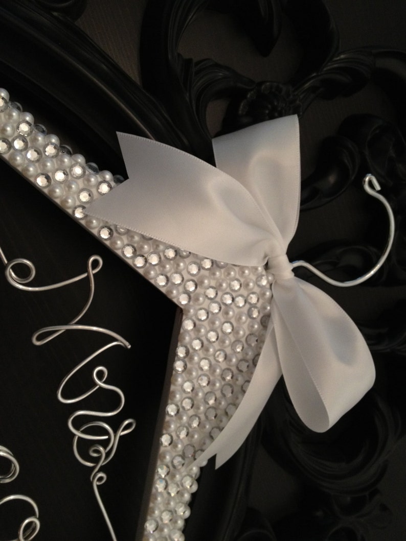 Bridal BLING Wedding Hanger Bling Hanger Brides Hanger Personalized Name Hanger Hanger Pearl Hanger Glamorous Wedding Hanger Mrs