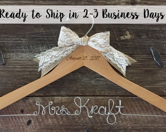 Wedding Hanger, Bride Hanger, Mrs Hanger, Bridal Hanger, Wedding Dress Hanger, Gift for Bride, Custom Name Hanger, Personalized Hanger