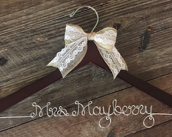 Wedding Hanger / Bridal Hanger / Personalized Custom Hanger / Bride Hanger / Name Hanger / Mrs. Hanger / Personalized Bride Gift