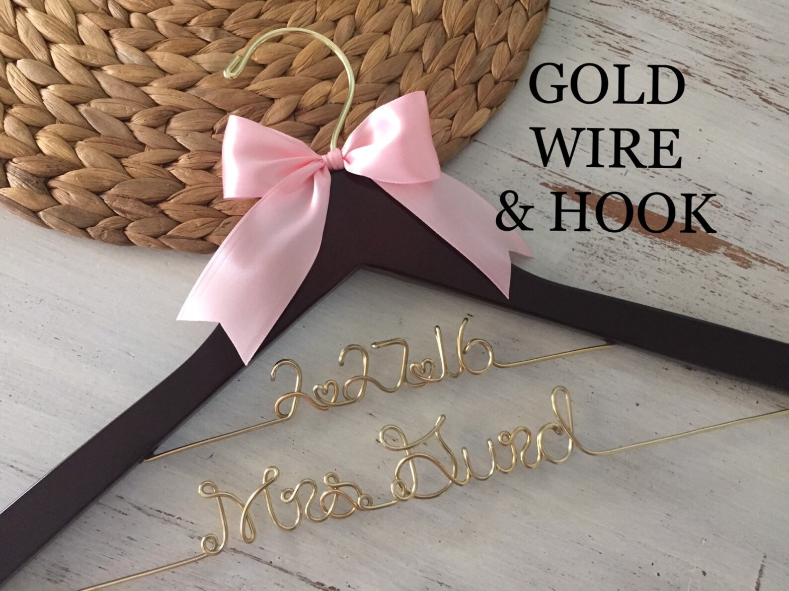 Gold Wire Wedding Hanger Bridal Hanger Personalized Bride Etsy
