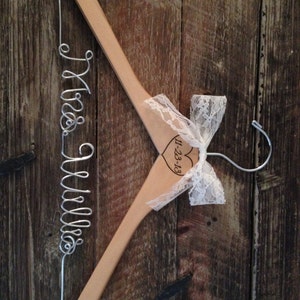 Rustic Bride Hanger / Bridal Hanger / Wedding Hanger / Personalized Hanger / Rustic Hanger / Vintage Rustic Wedding / Engraved Hanger