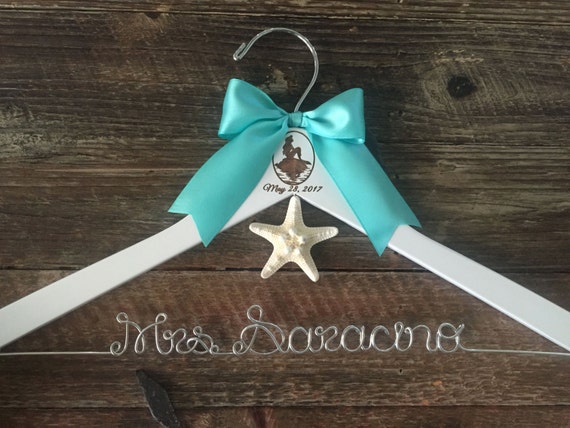 Mermaid Wedding Hanger, ORIGINAL CREATOR, Disney Princess Hanger, Bride Hanger, Little Mermaid Wedding Hanger, Disney Gift for Bride