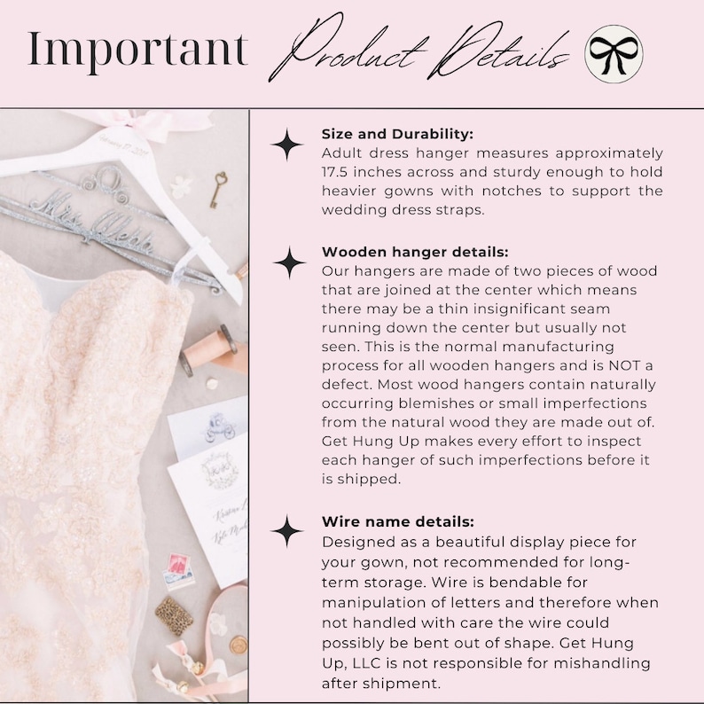 a dress with a label on it that says, important product details
