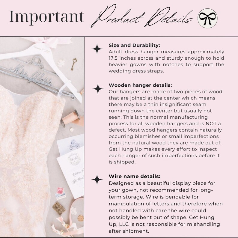 a dress with a label on it that says, important product details