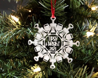 Wine Christmas Ornament, Wine Snowflake Ornament, Christmas Gift for Wine Lover, Secret Sister Gift, Wine Lover Gift, Wine Christmas Theme