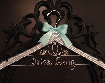 BLING Wedding Hanger / Cinderella Bridal Hanger / Disney Hanger / Brides Name Hanger / Bride Hanger / Bling Wedding / Disney Wedding