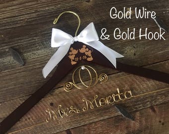 Cinderella Wedding Hanger, Disney Bride Hanger, Bridal Hanger, Mickey & Minnie Wedding, Disney Wedding, Personalized Hanger,Gold Wire Hanger