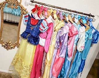 Princess dress up station hangers, Disney princess hangers for children,  princess dress up storage, children's costume hanger, dress up rail