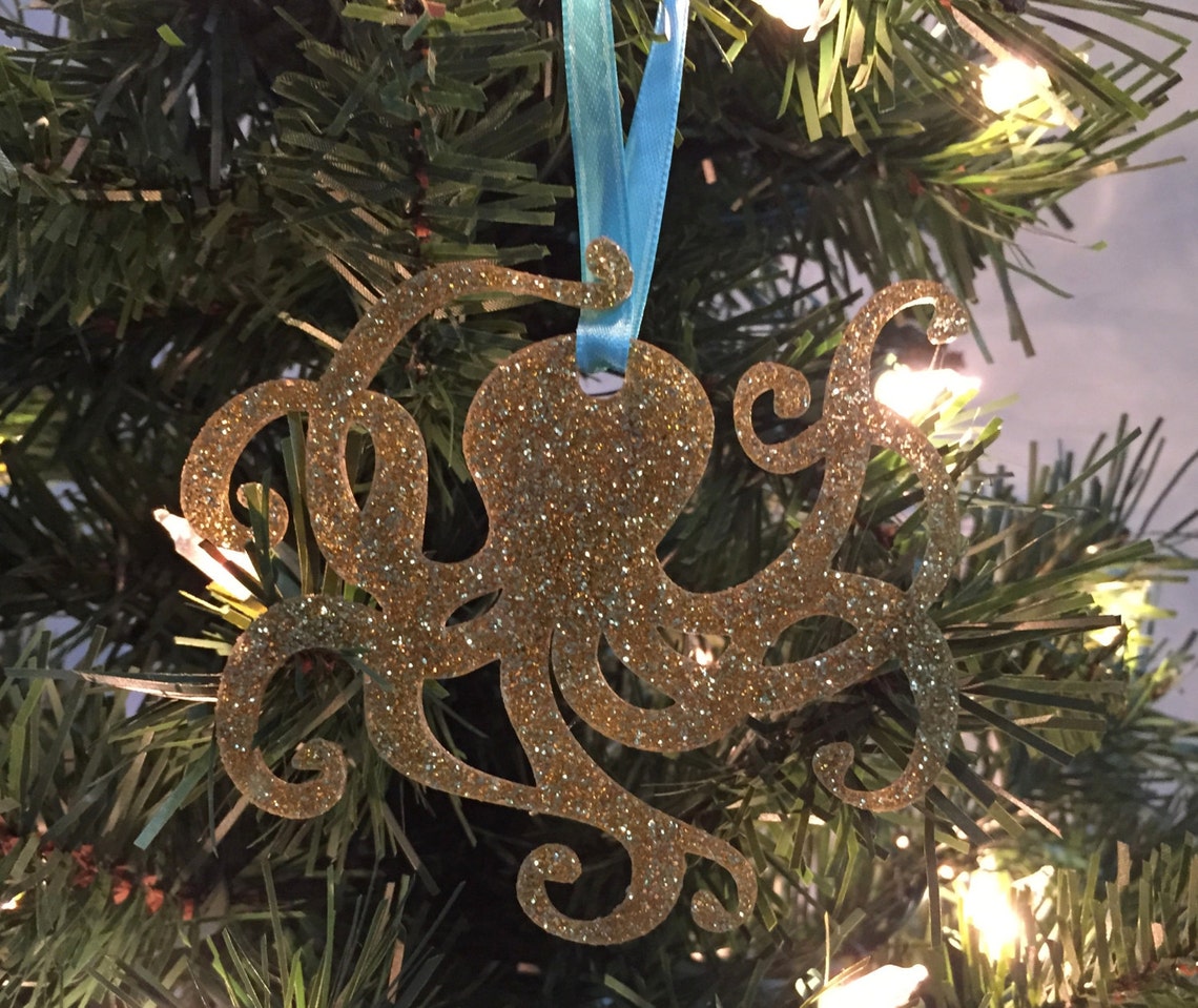 Octopus Christmas Ornament Coastal Christmas Ornament  Etsy