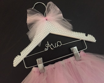 Tutu, Tutu Hanger, Children's Personalized Hanger, BLING Kids Hanger, Rhinestone & Pearl Hanger, Little Girls Hanger, Flower Girl Gift