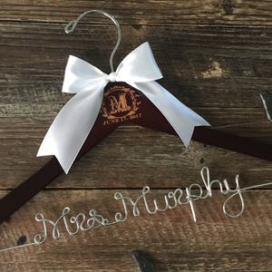 Vintage Monogram Hanger / Bridal Hanger / Engraved Bride Hanger / Wedding Monogram Hanger / Vintage Wedding / Rustic Hanger