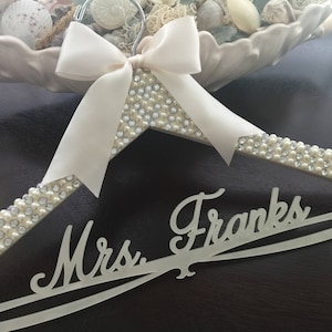 Bride Hanger, Bridal BLING Hanger, Bling Hanger, Rhinestone Wedding Hanger, Personalized Custom Name Hanger, Pearl Wedding Hanger,