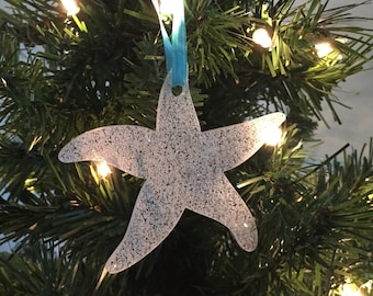 Starfish Christmas Ornament, Coastal Christmas Ornament, Christmas Ornament Gift, Glitter ornament, Coastal Christmas, Beach Christmas