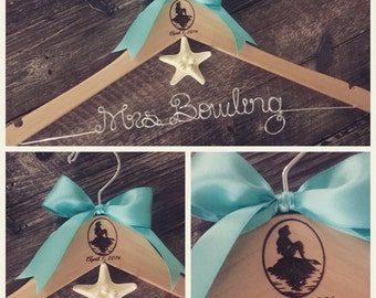 Wedding Hanger, ORIGINAL CREATOR, Bride Hanger, Mermaid Wedding Hanger, Little Mermaid Wedding, Disney Wedding