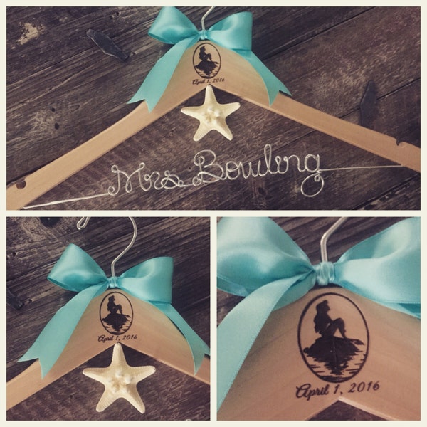 Wedding Hanger, ORIGINAL CREATOR, Bride Hanger, Mermaid Wedding Hanger, Little Mermaid Wedding, Disney Wedding