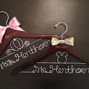 Disney Wedding Hanger / Bridal Hanger / Disney Wedding / Bride and Groom Hangers / Mickey & Minnie Wedding / Personalized Hanger