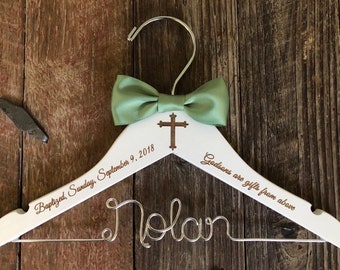 Boy Christening Gift, Christening Hanger, Baptism Hanger, Baptism Gift, Baby Boy Gift, Baby Hanger, Custom Hanger, Personalized Baby Gift