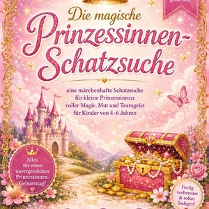 女の子の誕生日パーティー向けプリンセス宝探しゲーム（4～6歳）、印刷可能な宝探しゲーム（PDF）、室内パーティーゲーム