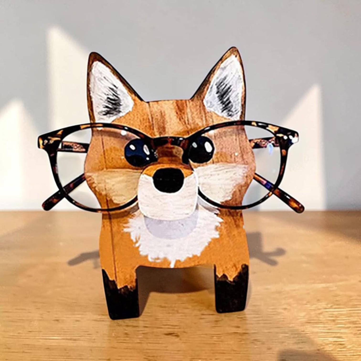 Wooden Animal Glasses Holder Stand Creative Eyeglass Display Rack Cute Desk & Home Decor