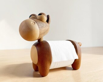 Solid Wood Paper Towel Holder | Vertical Roll Stand | Cute Minimalist Kitchen Counter Decor