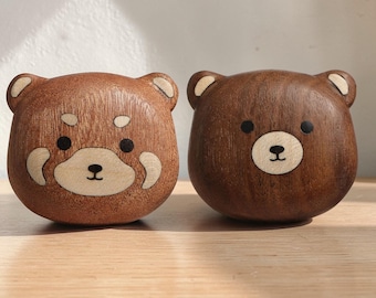 Houten koelkastmagneet beer | Leuke massief houten dierenkoelkaststicker | Creatief keukendecor