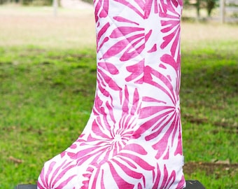Custom Boot Bag - Hot Pink Watercolor Flowers Floral