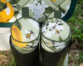 Custom Equestrian Boot Trees - Yellow and Green Lemons and Bees - Tall Boot Shapers