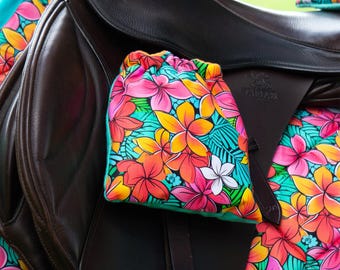 Custom Stirrup Covers -  Tropical Flowers - Fleece Lined