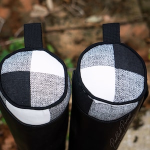 Custom Boot Trees - Black and White Buffalo Plaid