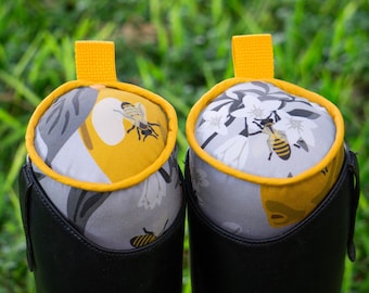 Custom Boot Trees - Gray and Yellow Lemons and Bees Floral