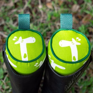Custom Boot Trees - Lime and Hunter Green Giraffes