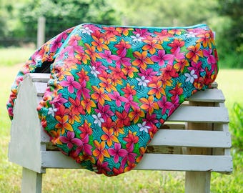 Custom Saddle Cover - Tropical Flowers - English and Western