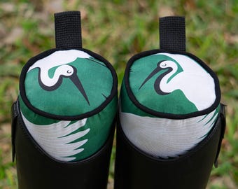 Custom Tall Boot Trees - Emerald Green Cranes Birds