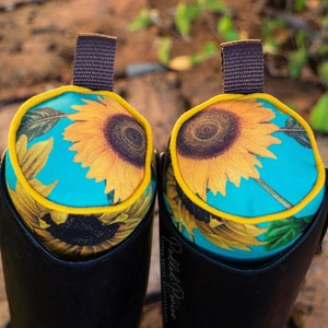 Custom Boot Trees - Yellow and Turquoise Sunflowers