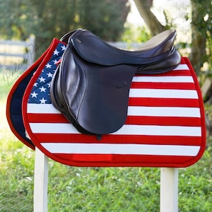 Custom Saddle Pad - American USA Flag Patriotic - English or Western