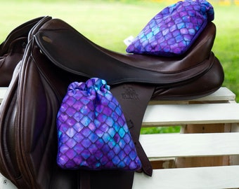 Custom Stirrup Covers -  Purple Dragon Scales - Fleece Lined